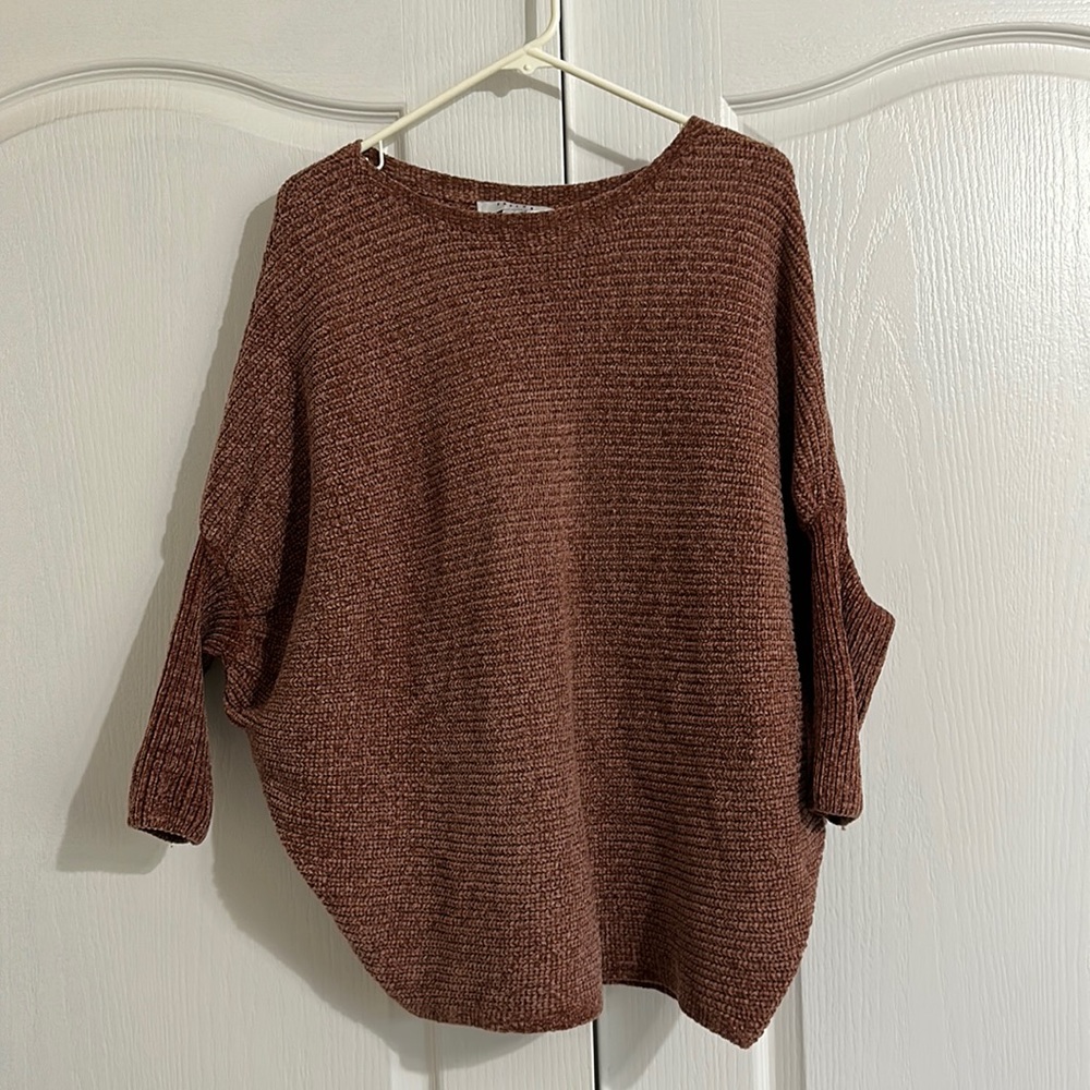 Chenille Soft Poncho Sweater in Dusty Pink